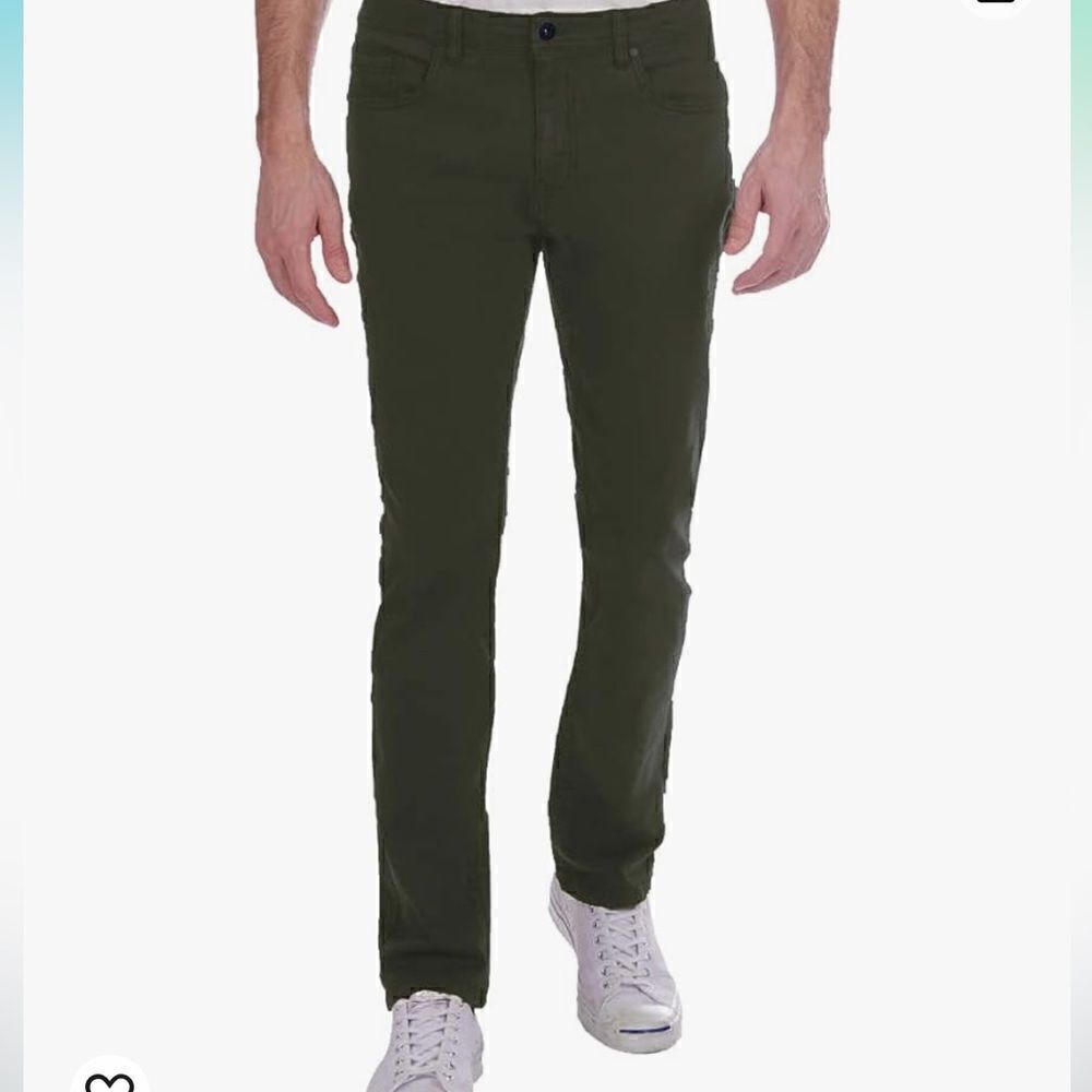 NWOT Jachs New York Straight Mid Rise Olive Green Pants 40/30 Zip Up